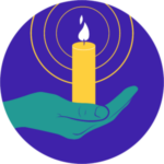 Hand holding candle icon